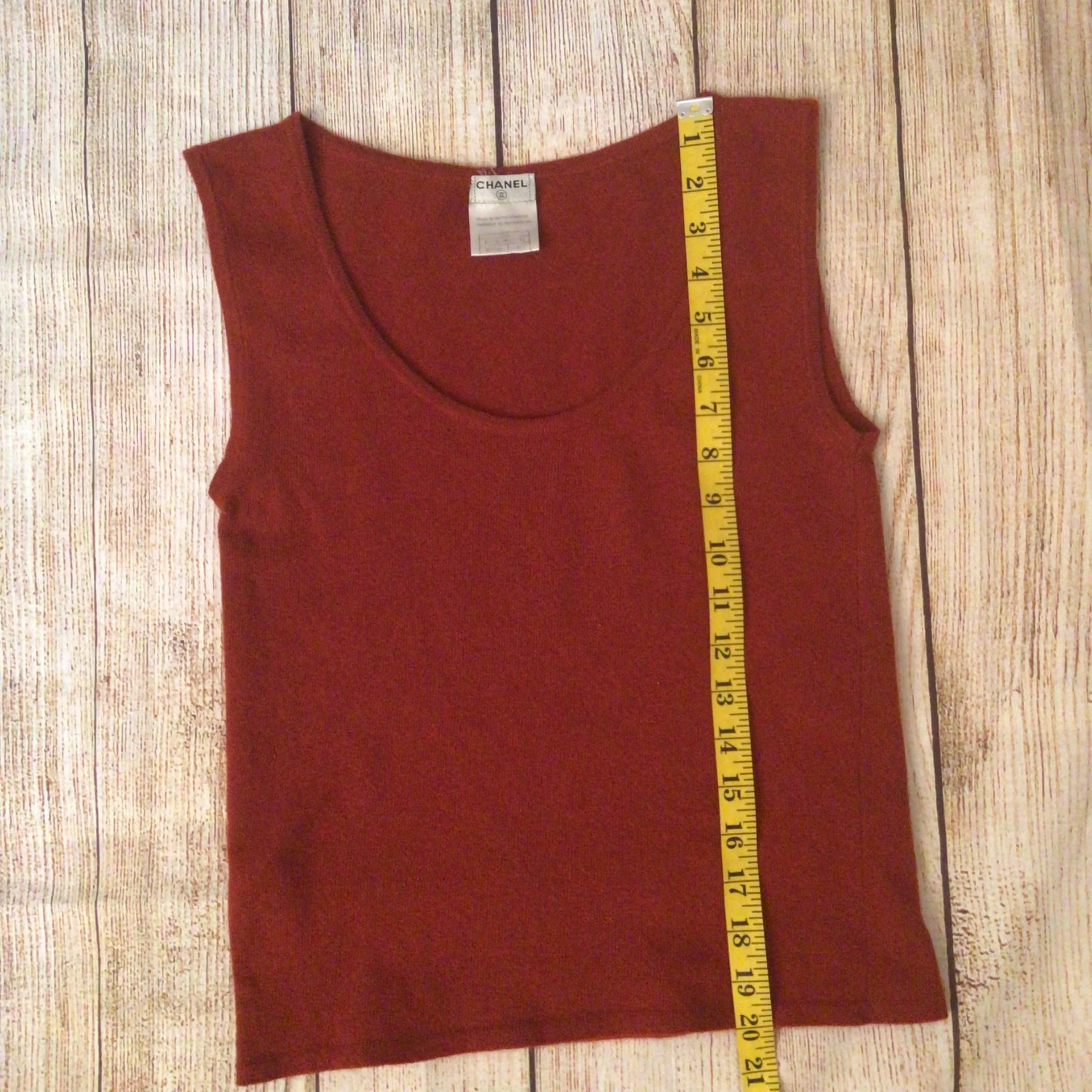 Vintage Chanel Rust Brown Knitted 100% Cashmere Top Size 42 (P22313W03243) - Image 13