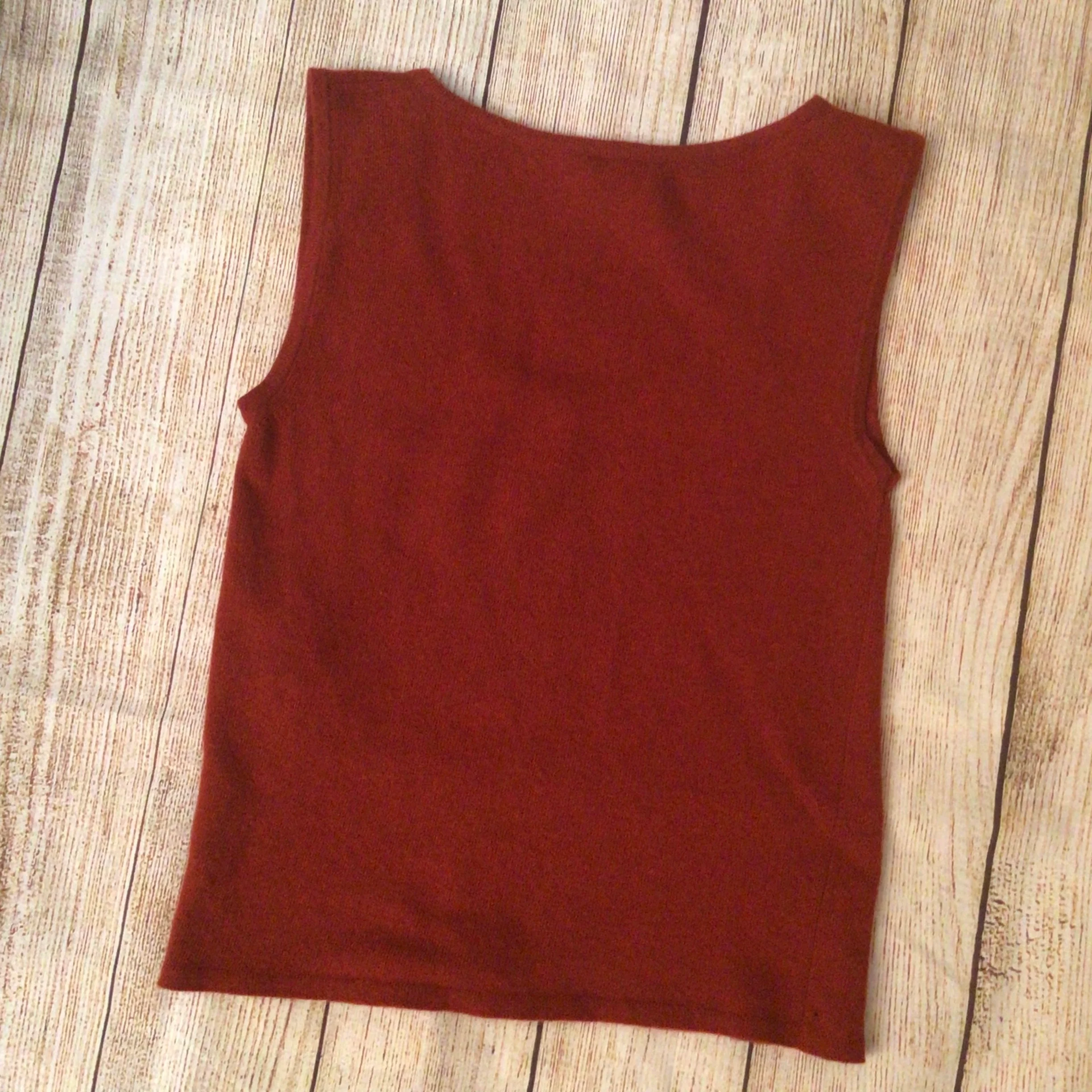 Vintage Chanel Rust Brown Knitted 100% Cashmere Top Size 42 (P22313W03243) - Image 6