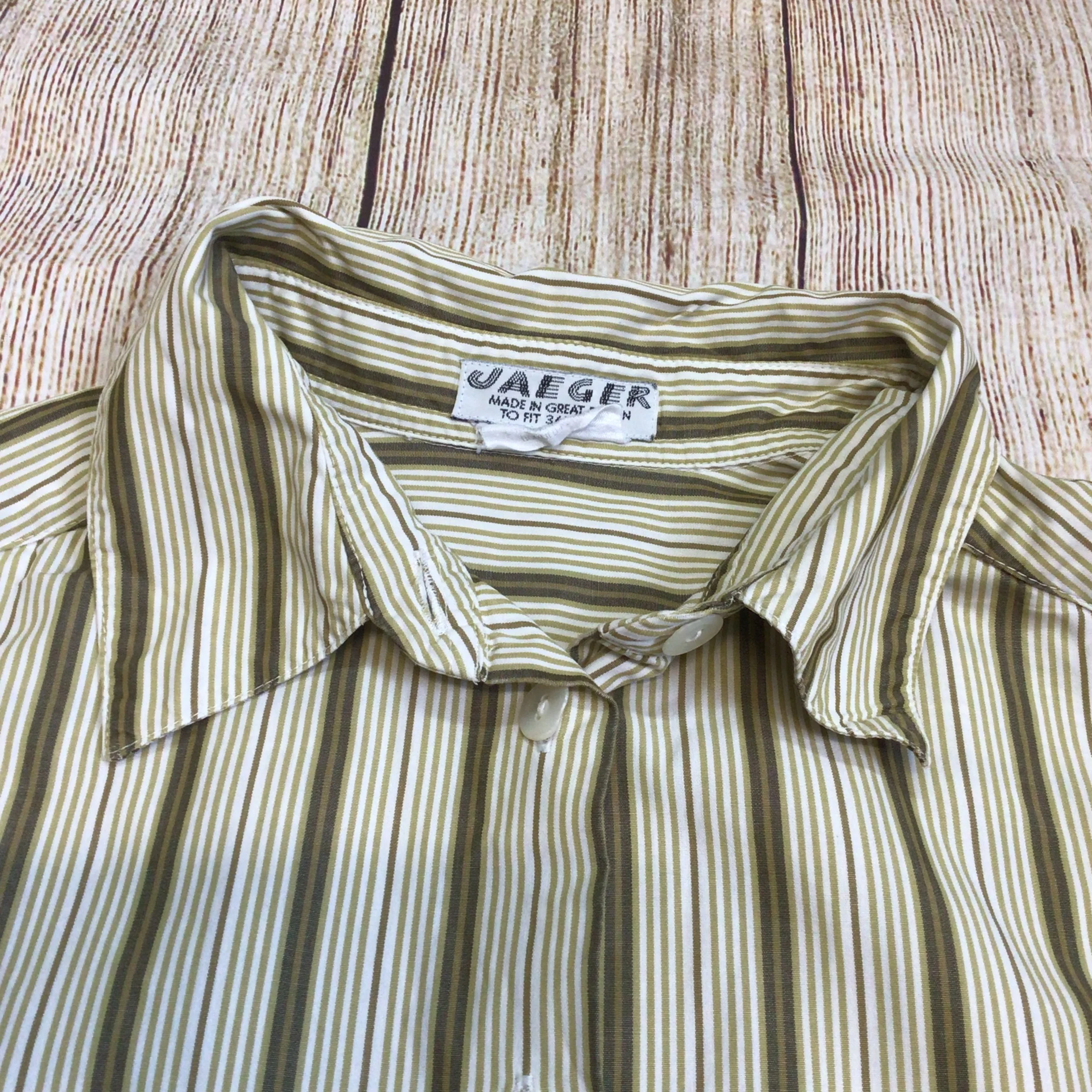 Vintage Jaeger Beige Brown Striped Shirt Size Ch46" (approx.) - Image 3