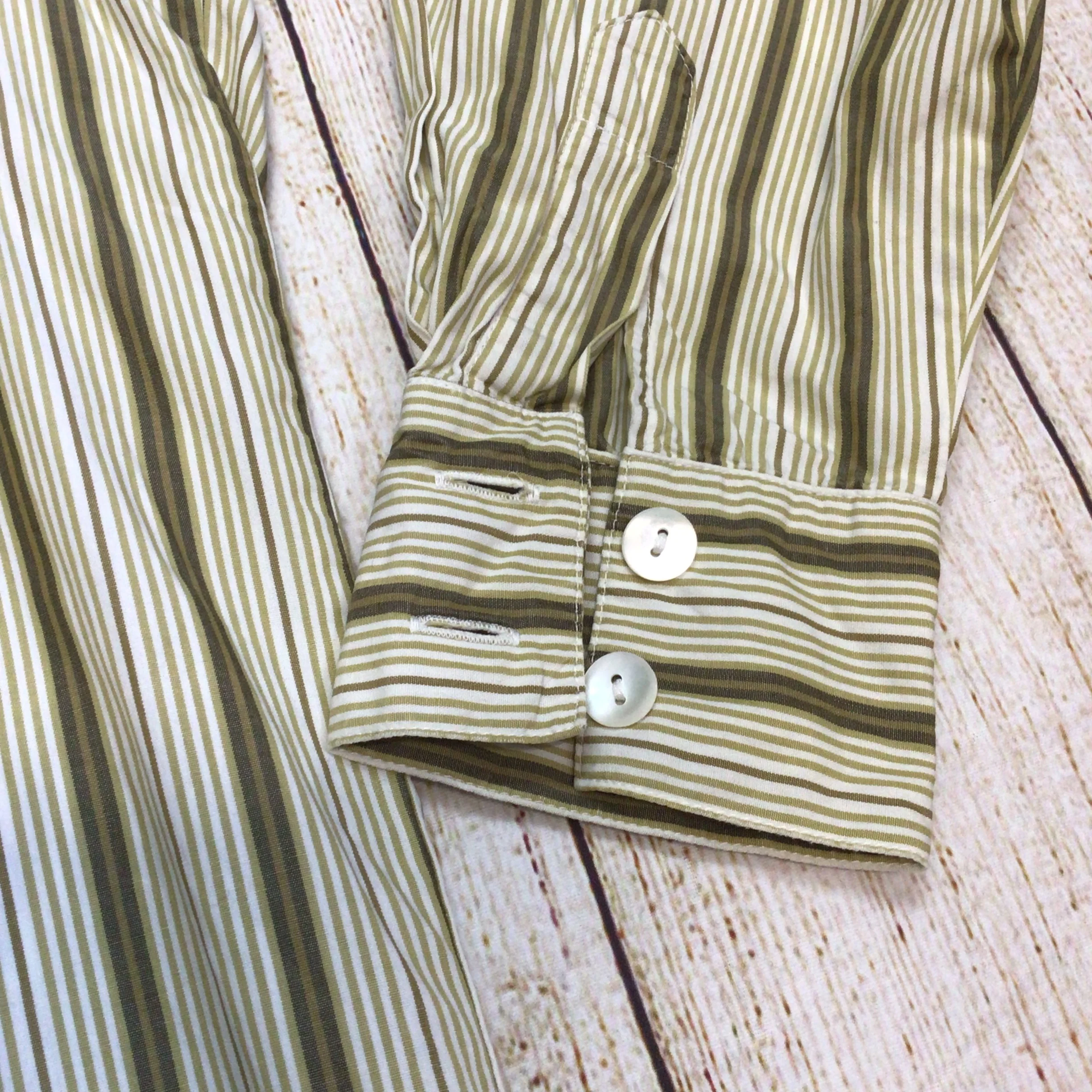 Vintage Jaeger Beige Brown Striped Shirt Size Ch46" (approx.) - Image 4