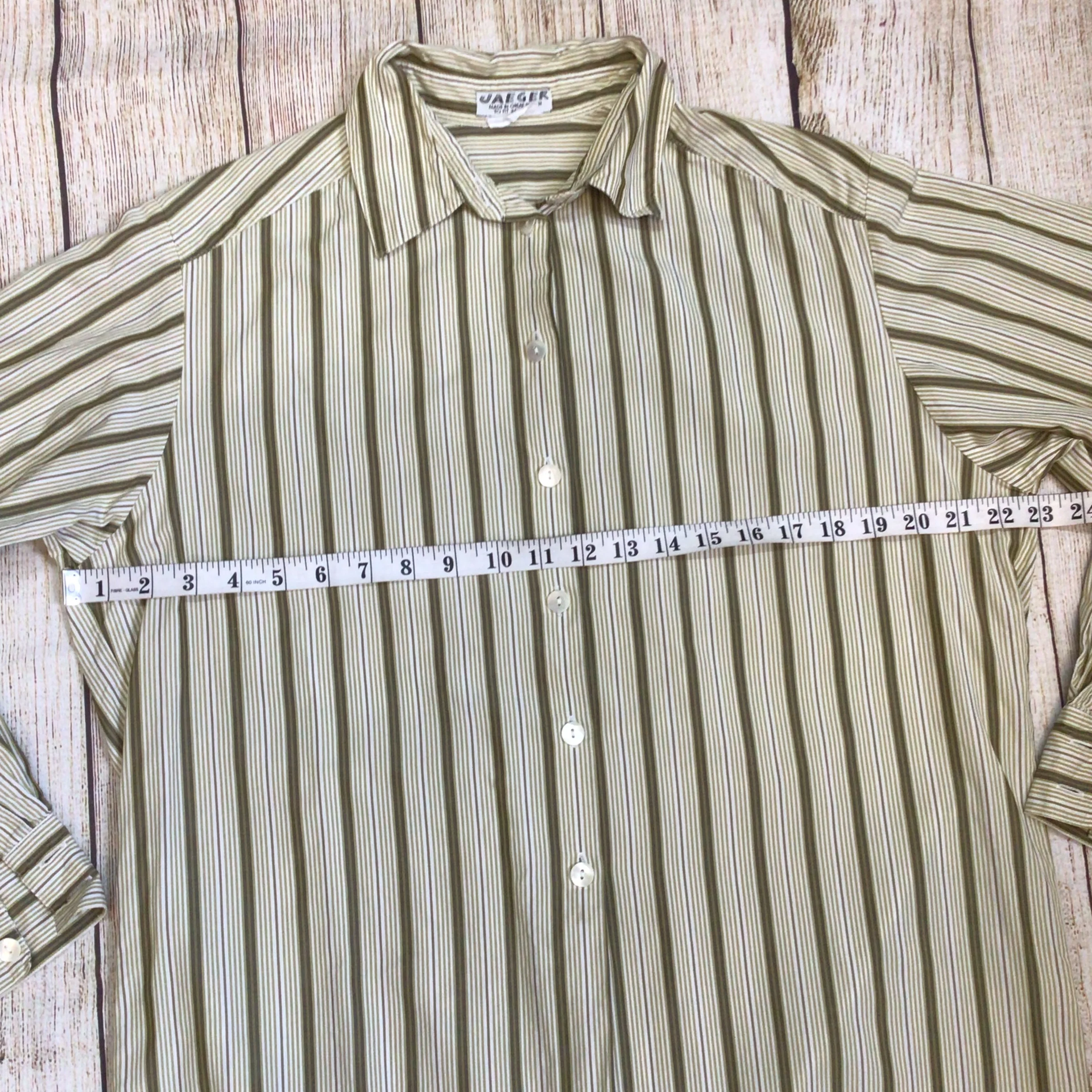 Vintage Jaeger Beige Brown Striped Shirt Size Ch46" (approx.) - Image 6
