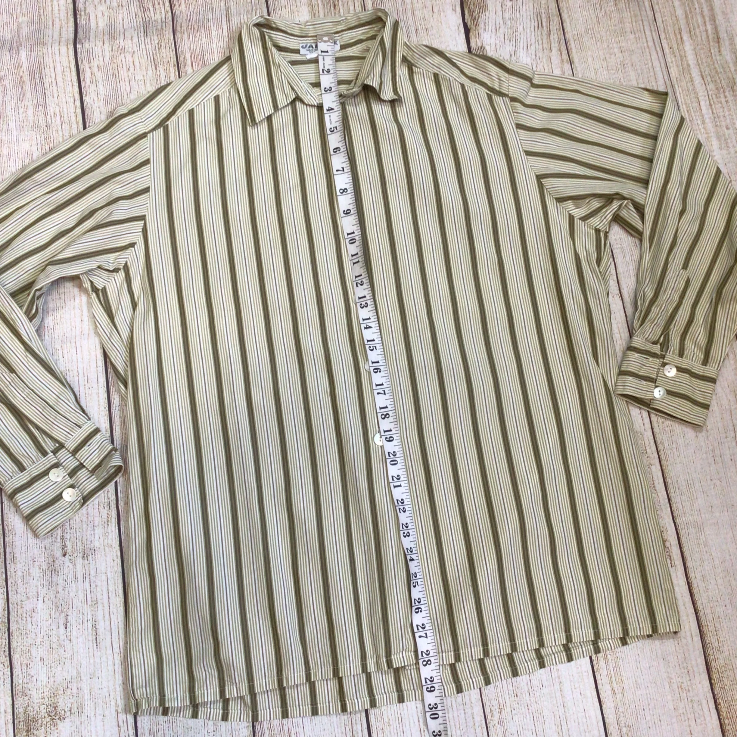 Vintage Jaeger Beige Brown Striped Shirt Size Ch46" (approx.) - Image 7