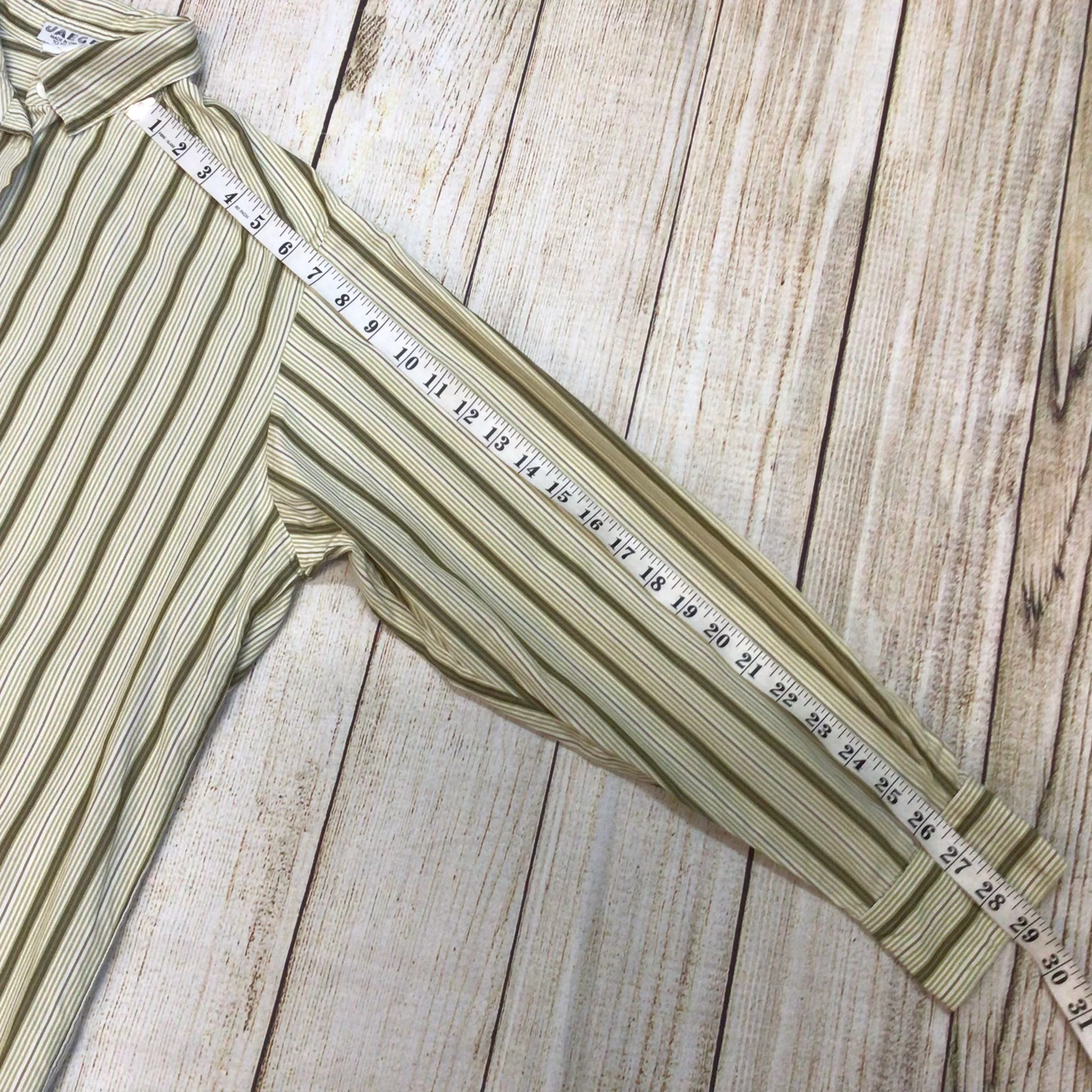 Vintage Jaeger Beige Brown Striped Shirt Size Ch46" (approx.) - Image 8