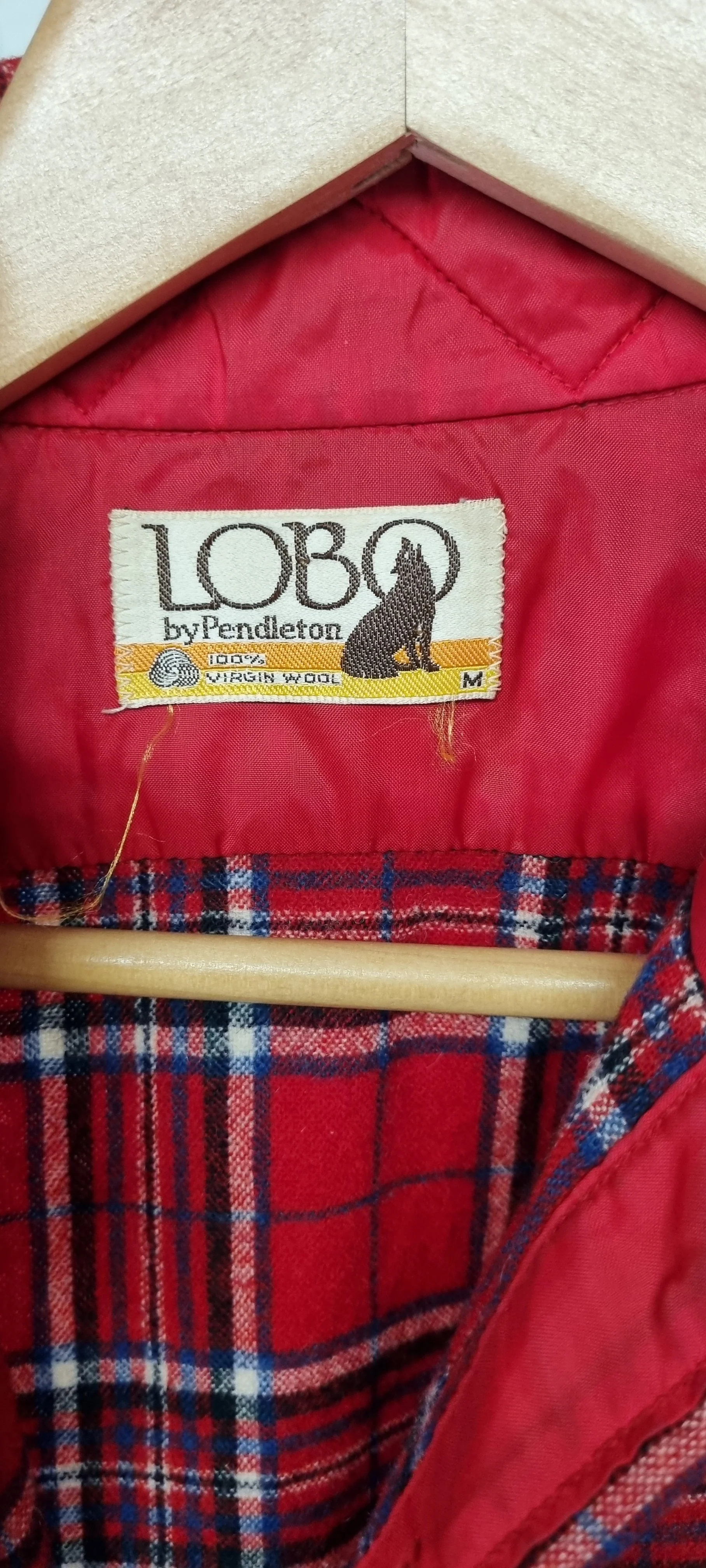 Vintage Lobo by Pendleton Red Wool Flannel Shirt with Elbow Patches Size Medium - Image 2