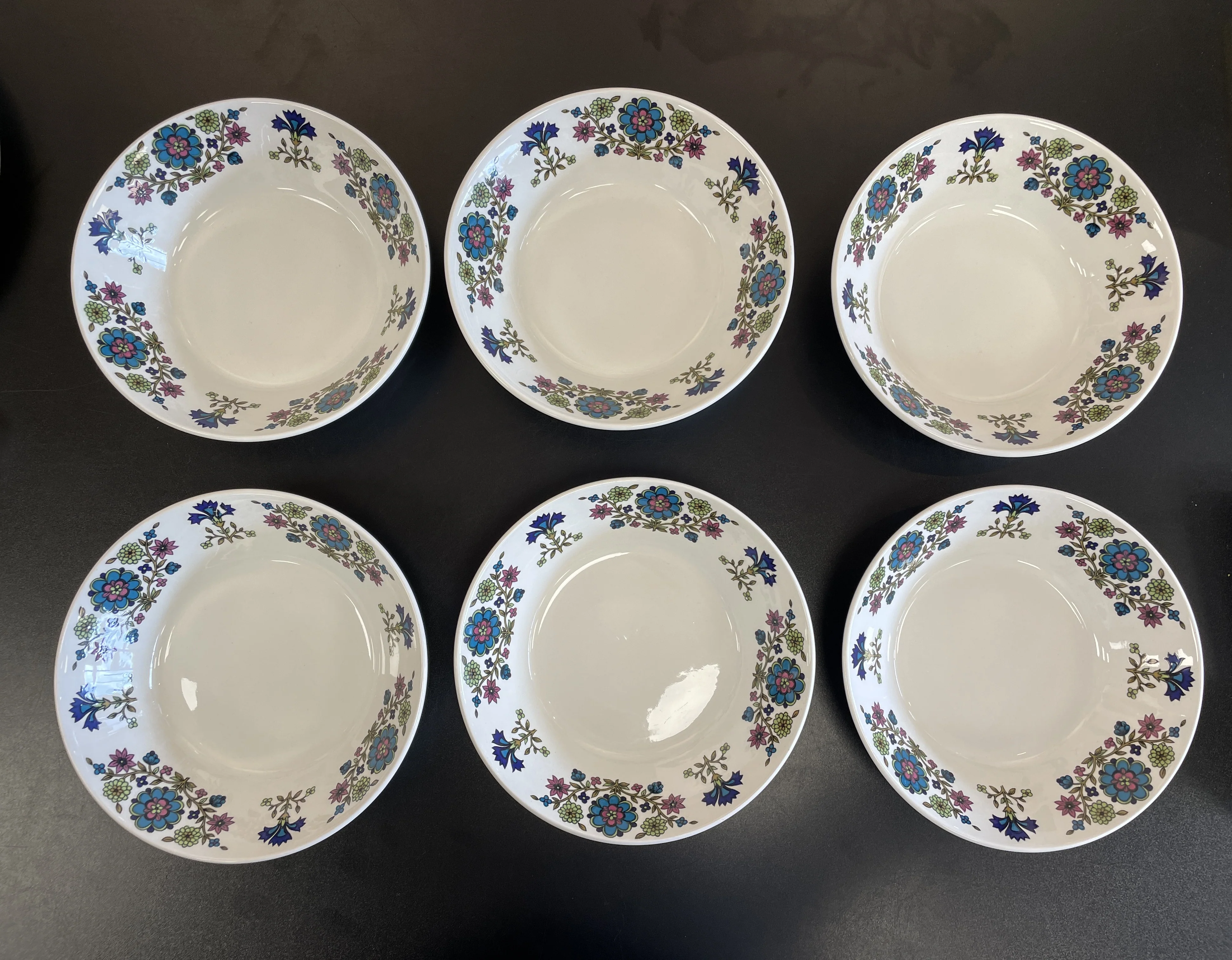 Vintage Midwinter Country Garden Oatmeal Bowls Set of 6