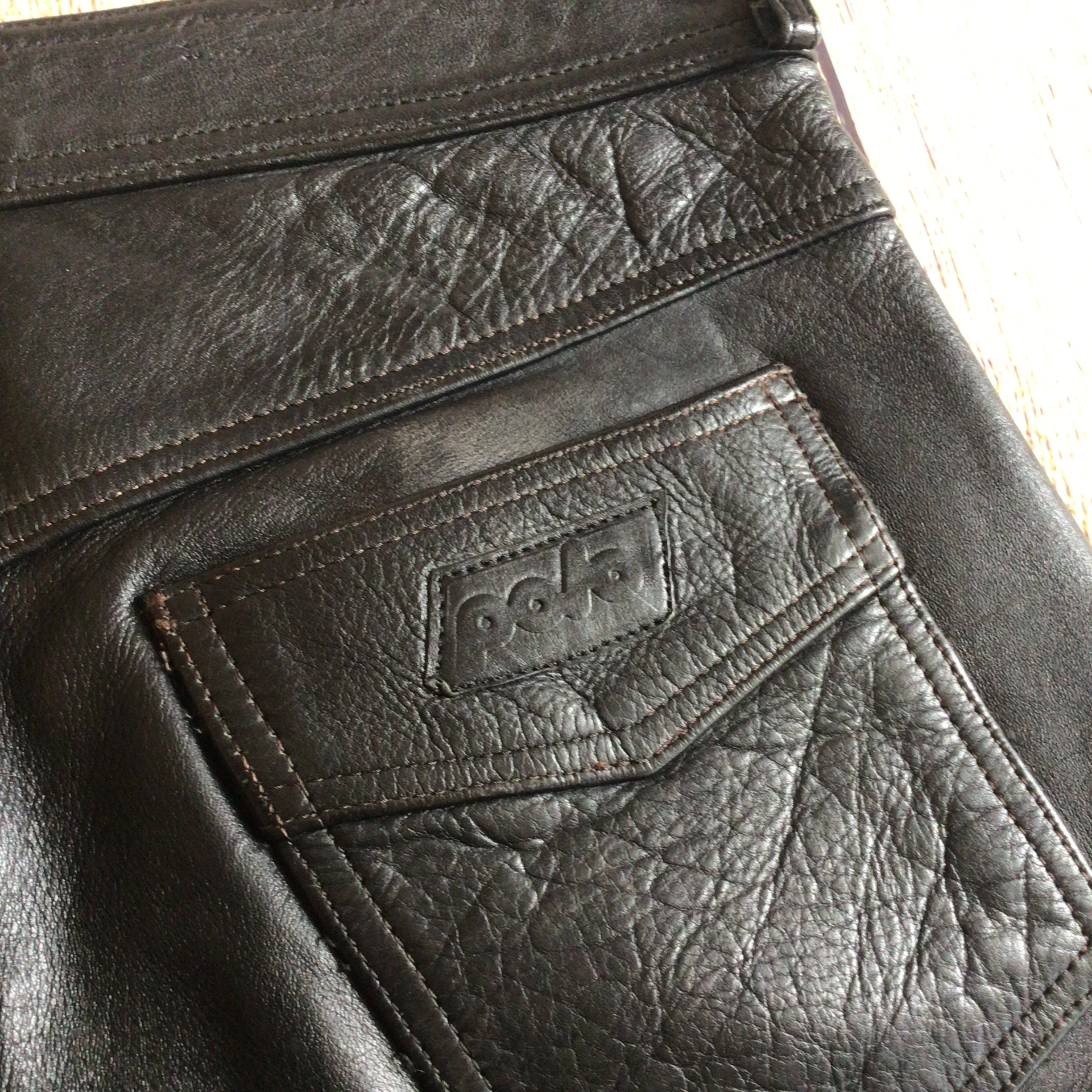 Vintage Polo Black Leather Biker Trousers Size 36 (W30) - Image 12
