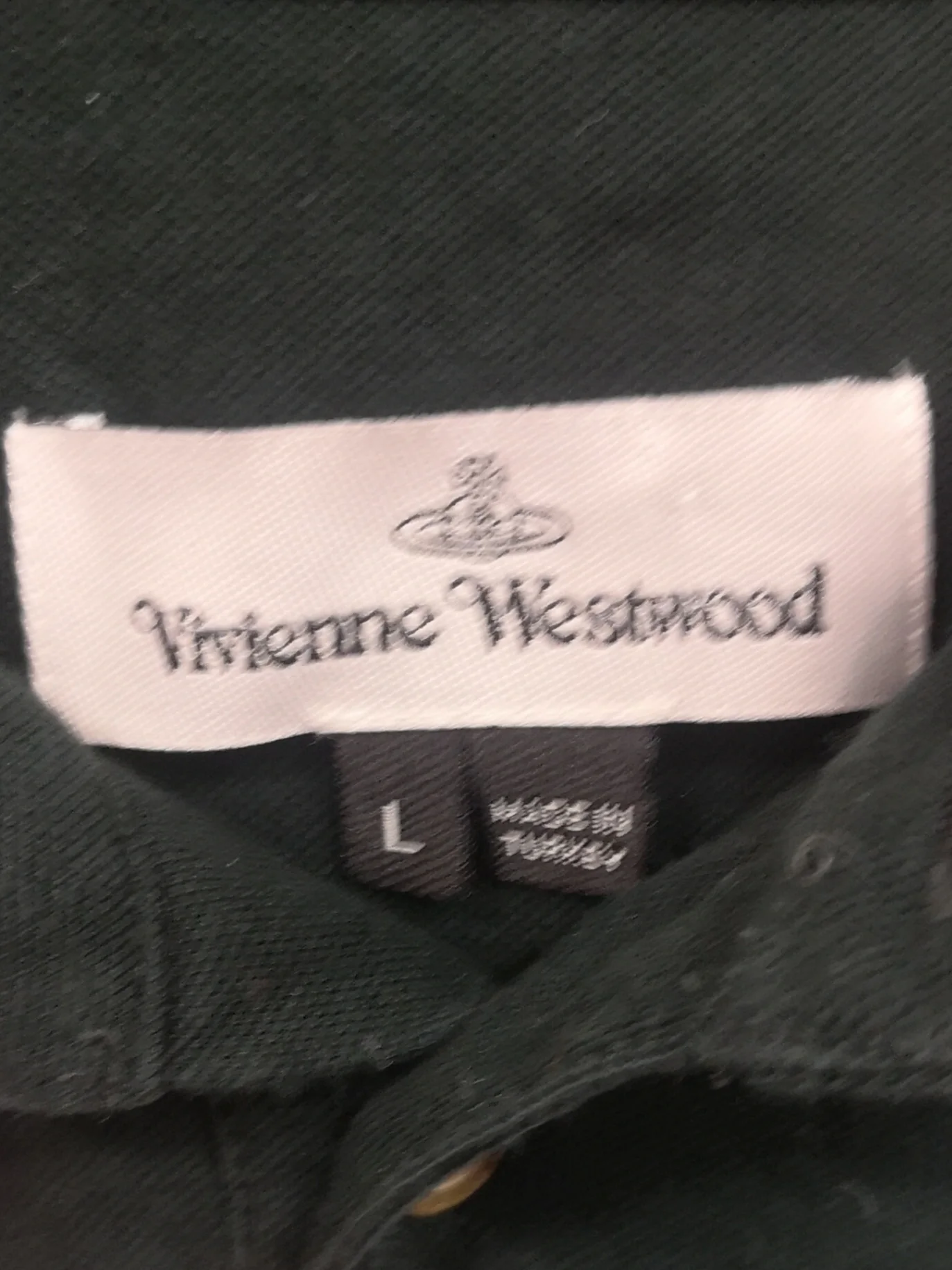 Vivienne Westwood Man Green Polo Shirt w/ Embroidered Logo Size L - Image 3