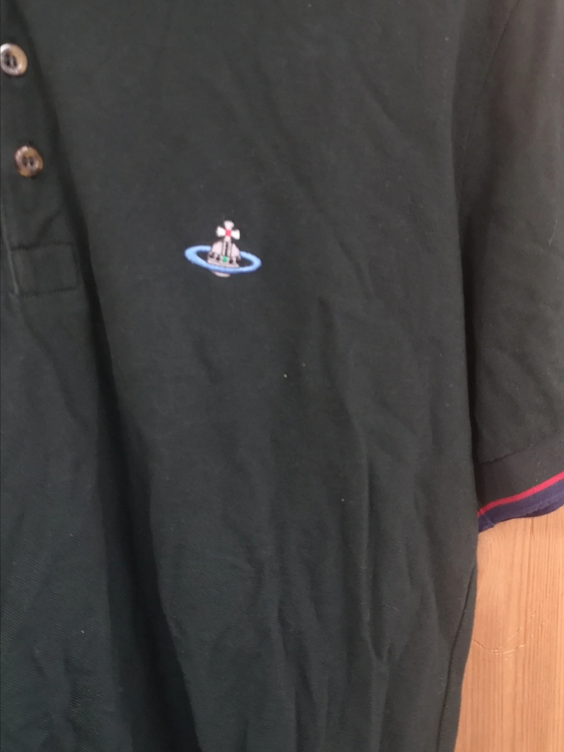 Vivienne Westwood Man Green Polo Shirt w/ Embroidered Logo Size L - Image 4