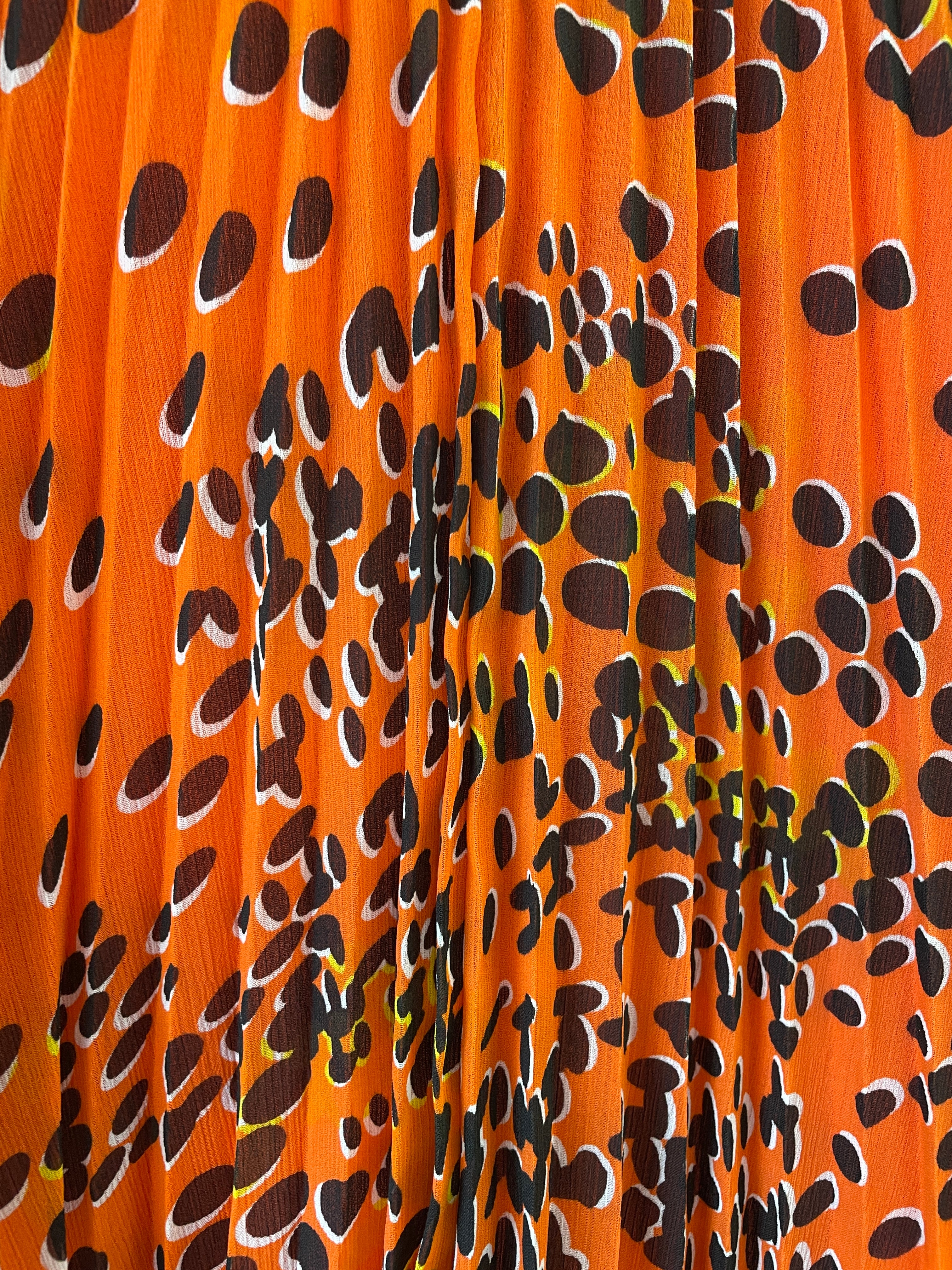 Whistles Orange Spot Print Pleated Knee Length Skirt Size 10 - Image 2
