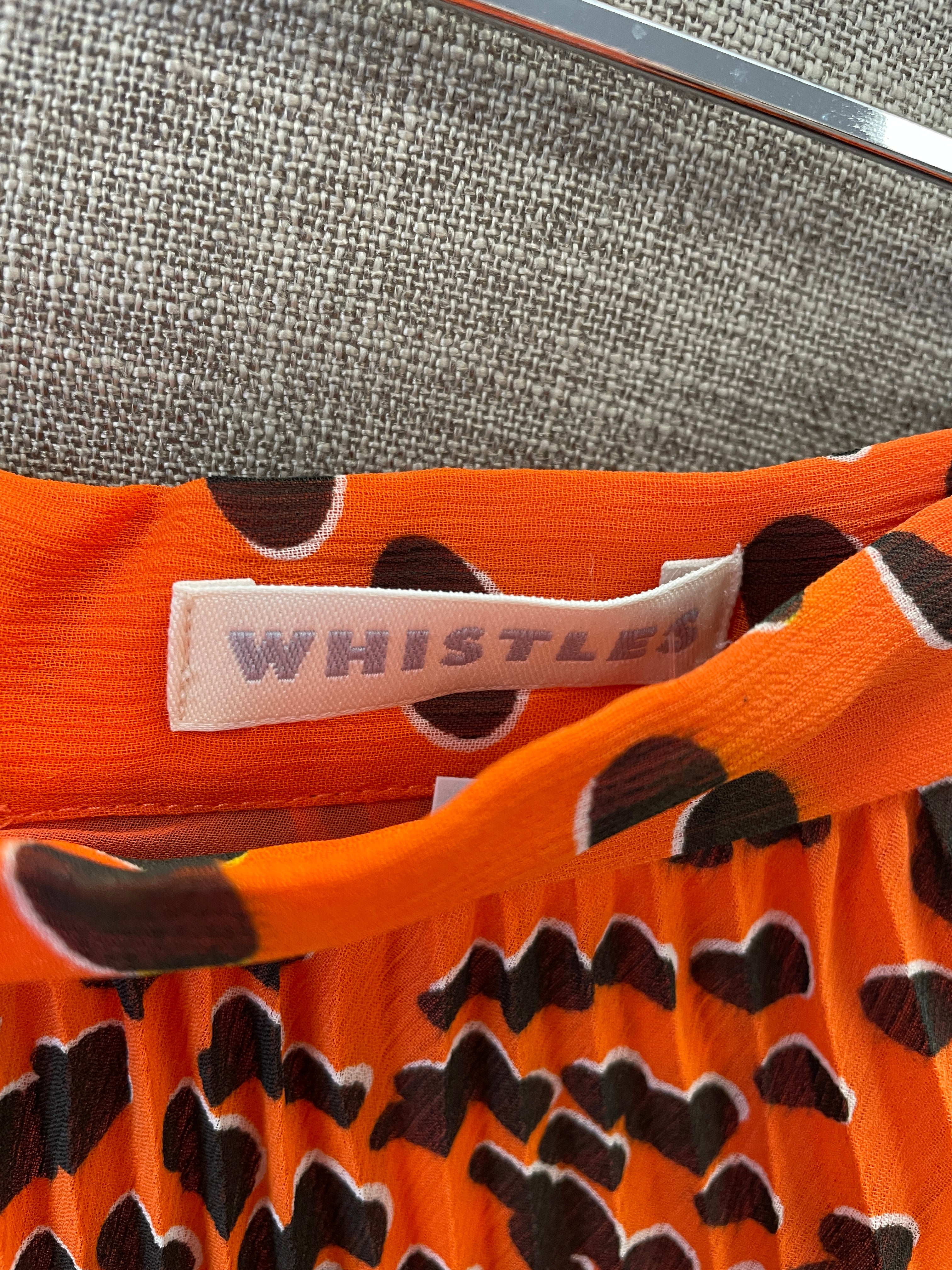 Whistles Orange Spot Print Pleated Knee Length Skirt Size 10 - Image 3
