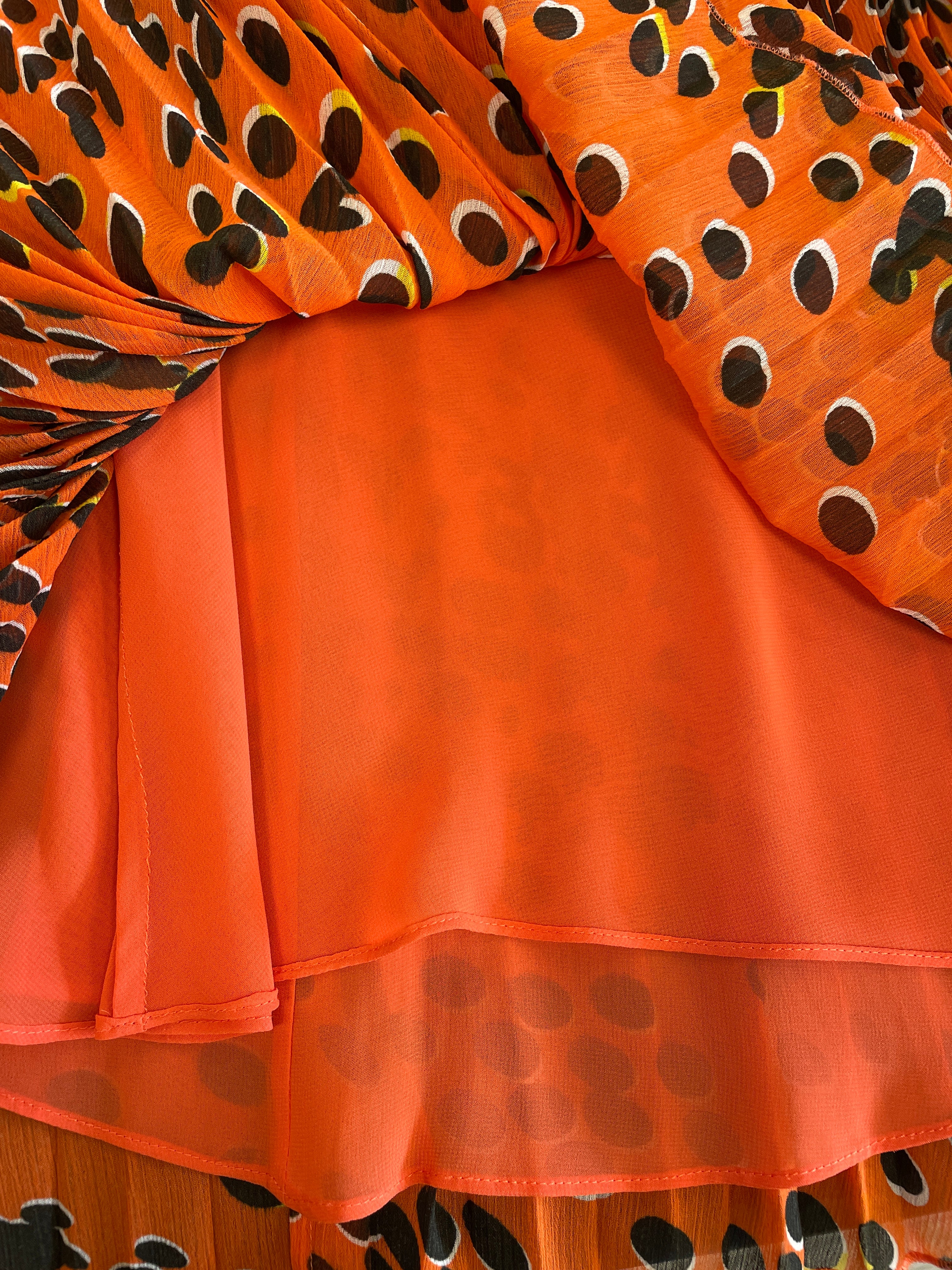 Whistles Orange Spot Print Pleated Knee Length Skirt Size 10 - Image 6