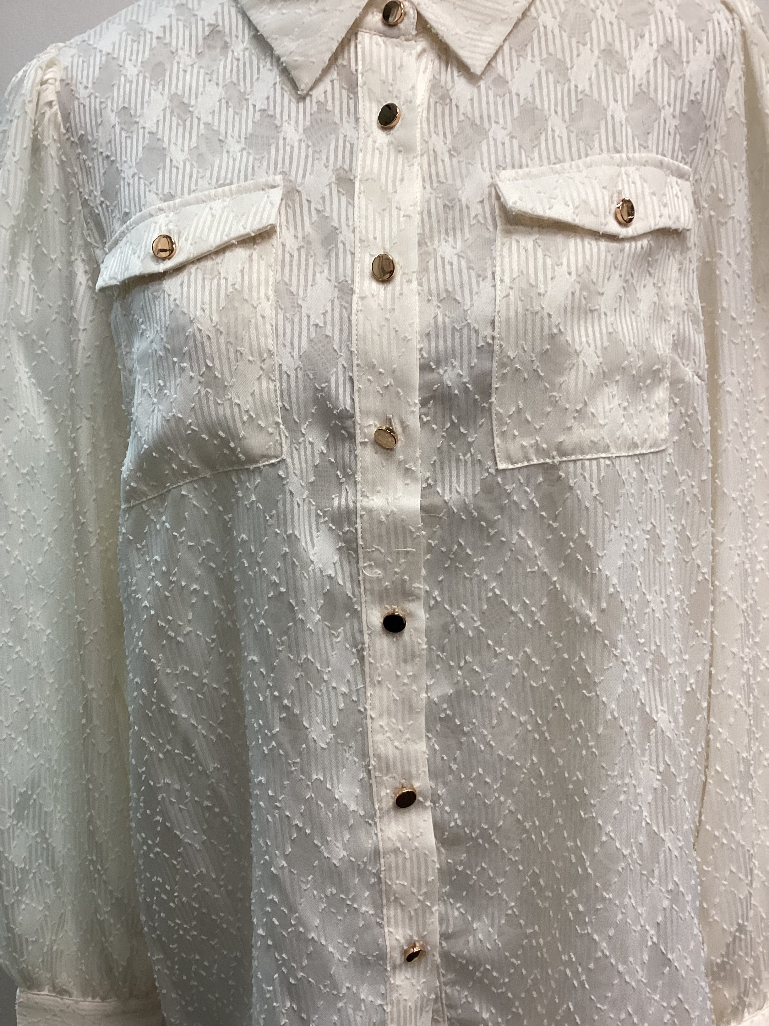 Women’s Cream Lipsy Blouse with Gold Buttons - Size UK16 - Image 2