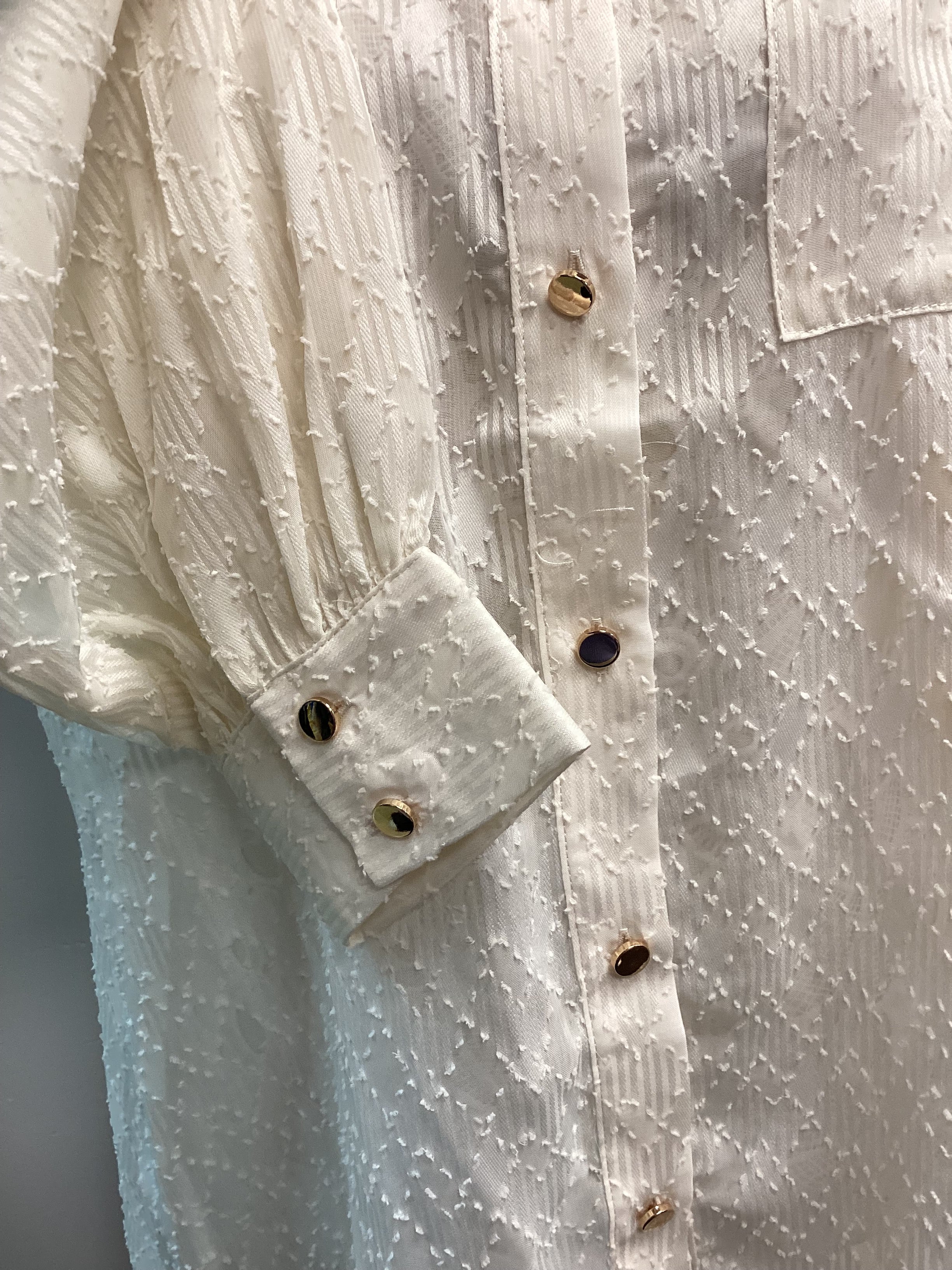 Women’s Cream Lipsy Blouse with Gold Buttons - Size UK16 - Image 3