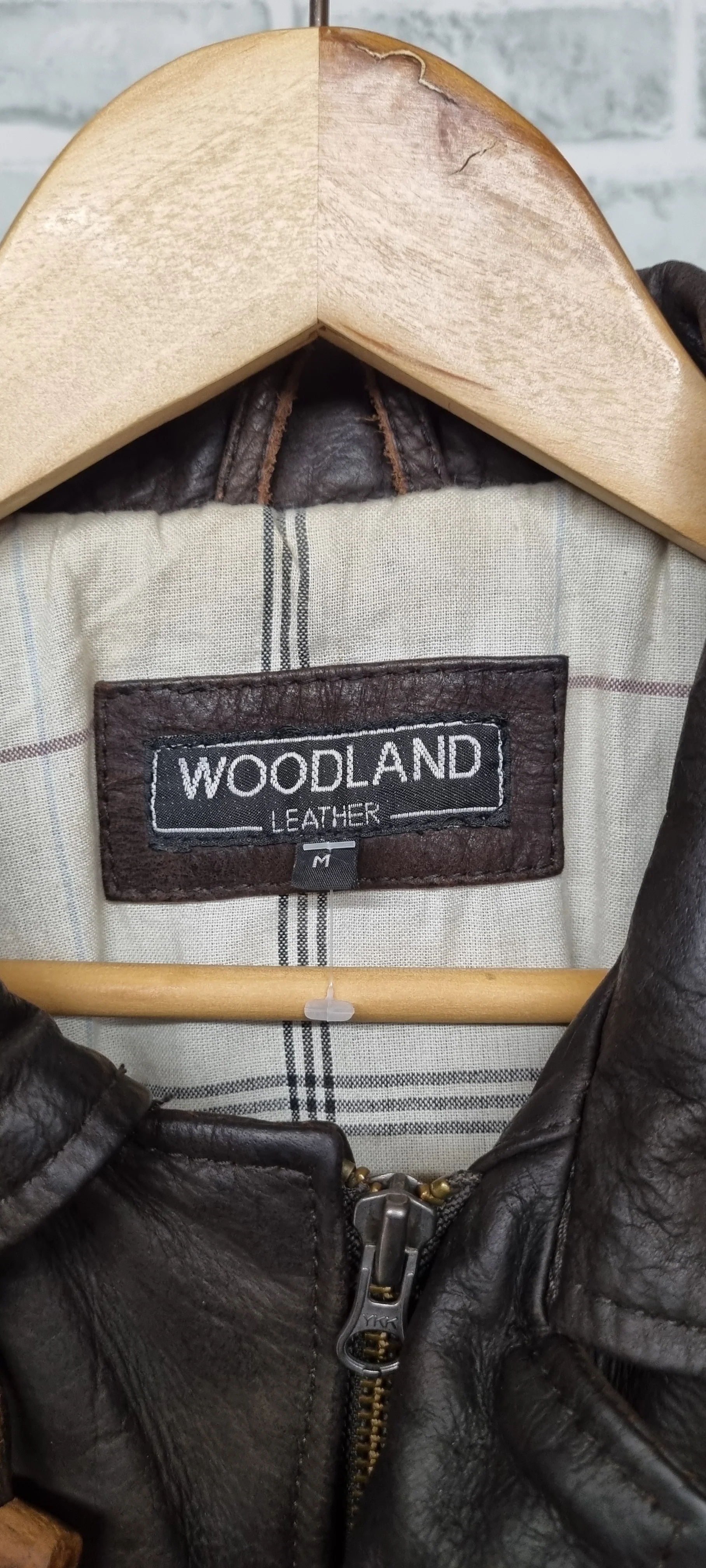 Woodland Dark Brown Leather Coat Size Medium - Image 2