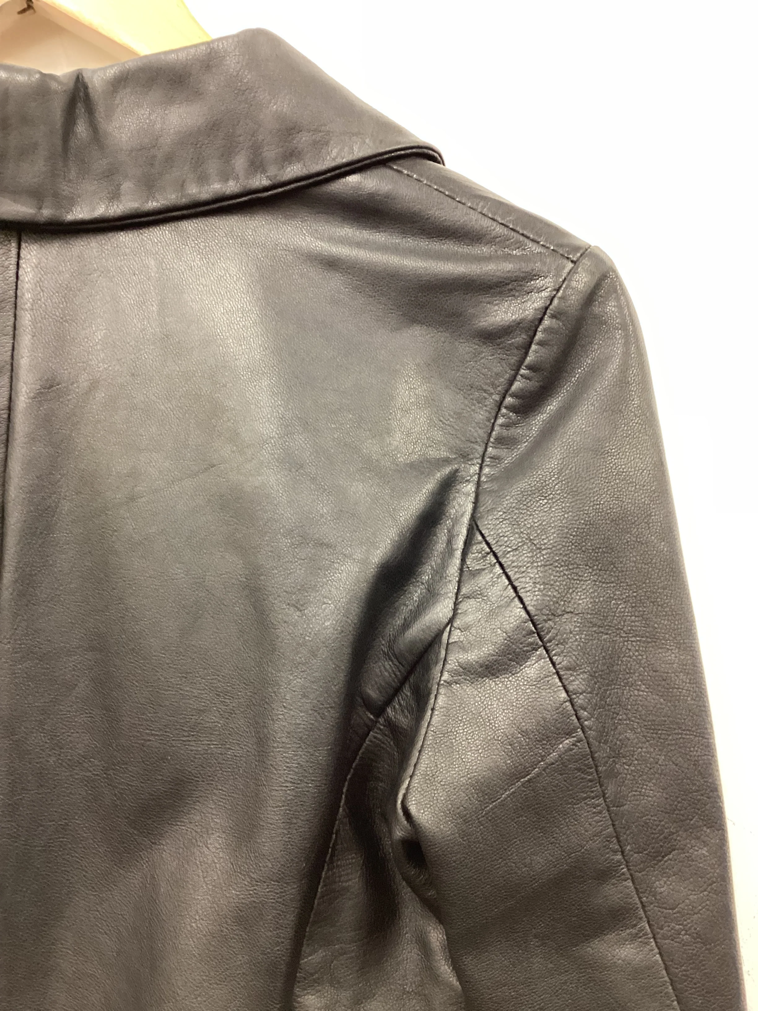 Y2K Topshop Size 8 Cropped Black Leather Jacket - Image 8