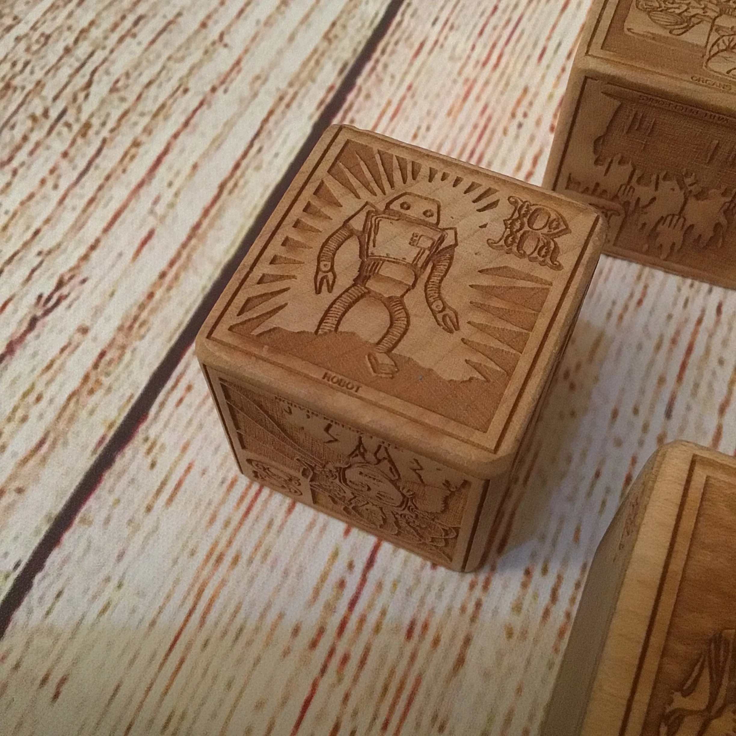 Young Mad Scientist First Wooden Alphabet Blocks (5 Block Set, no box) - Image 3